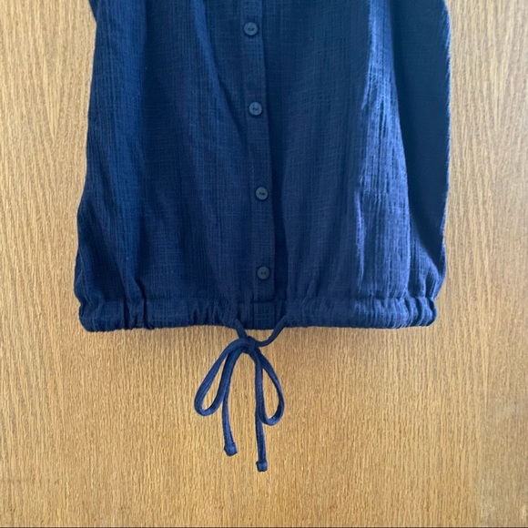 LOFT • Navy Blue Square Neckline Faux Button Top M - Picture 3 of 14